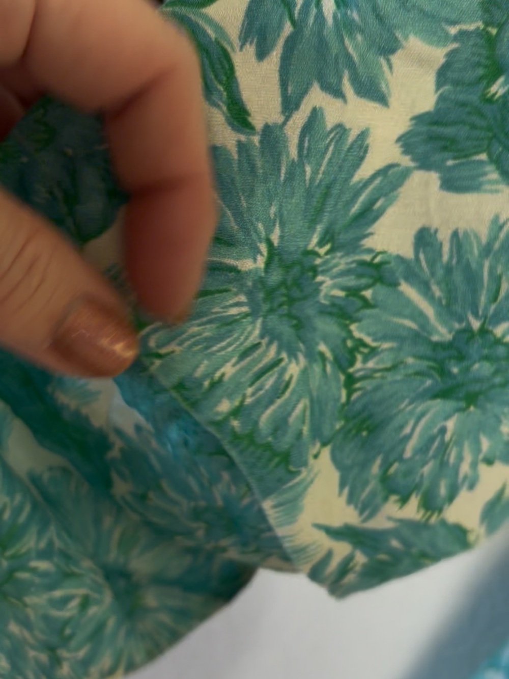 Vintage Silver Palm Cali Teal Floral Pinup Dress w Original Belt Retro 60s L - Picture 13 of 13